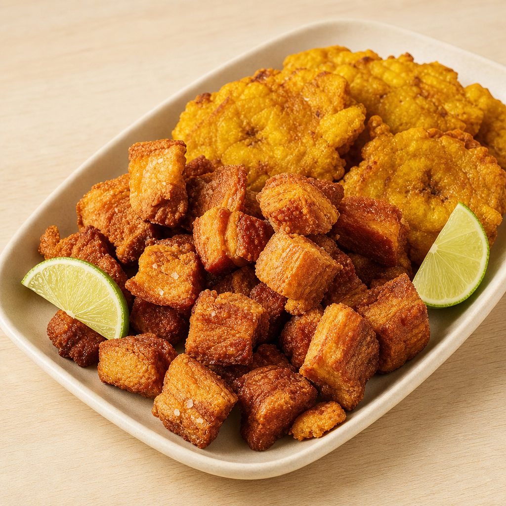 Chicharron y tostones.
