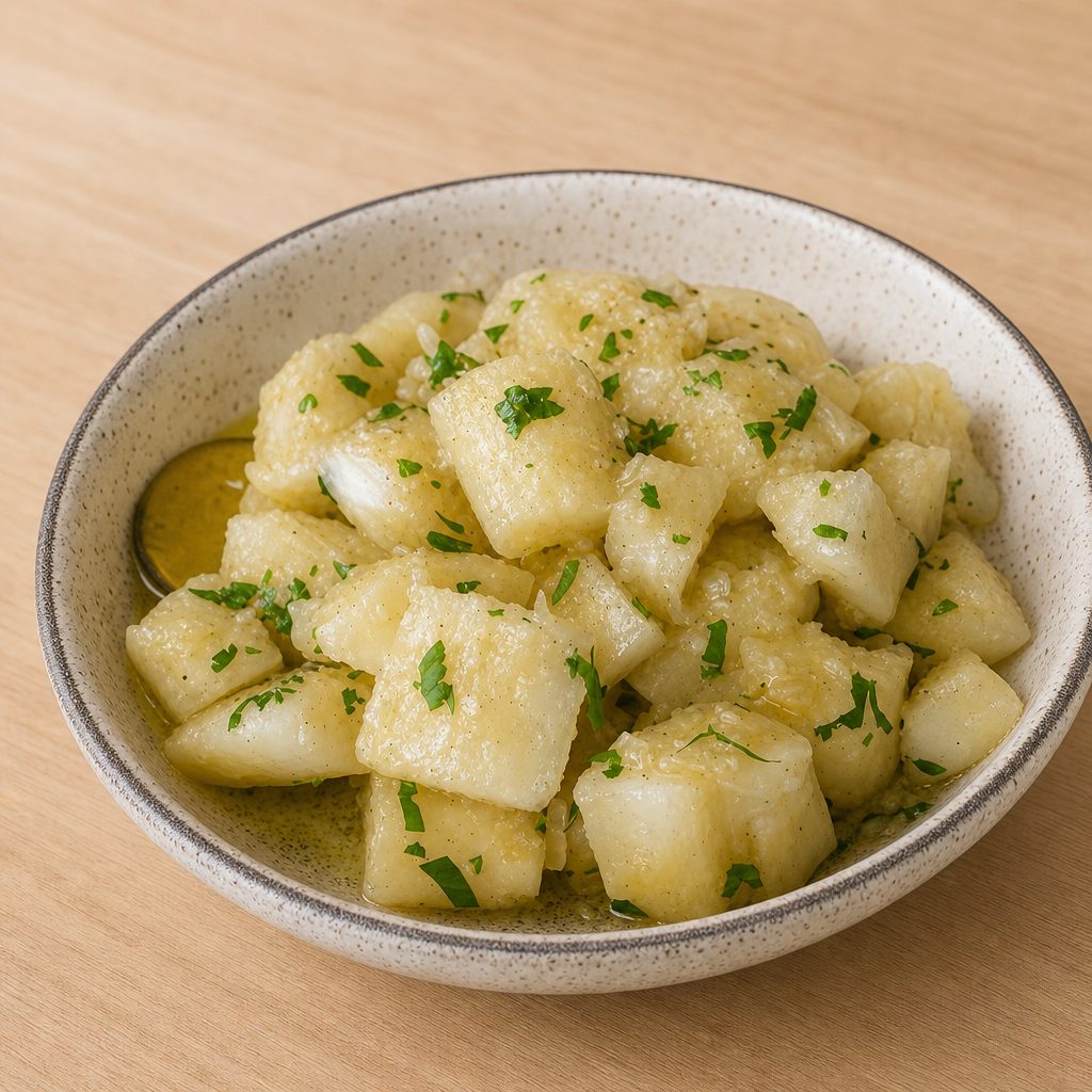 Yuca con mojo tray.