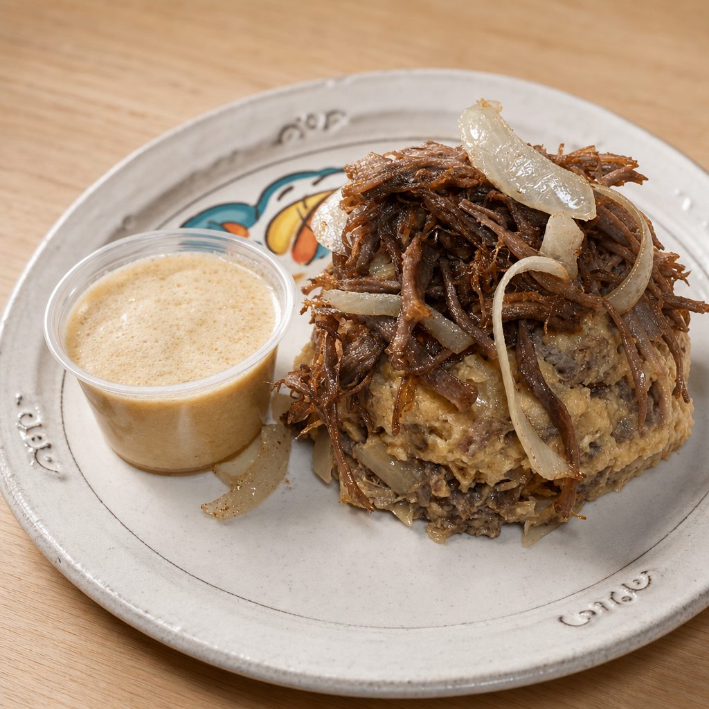 Mofongo de vaca frita.