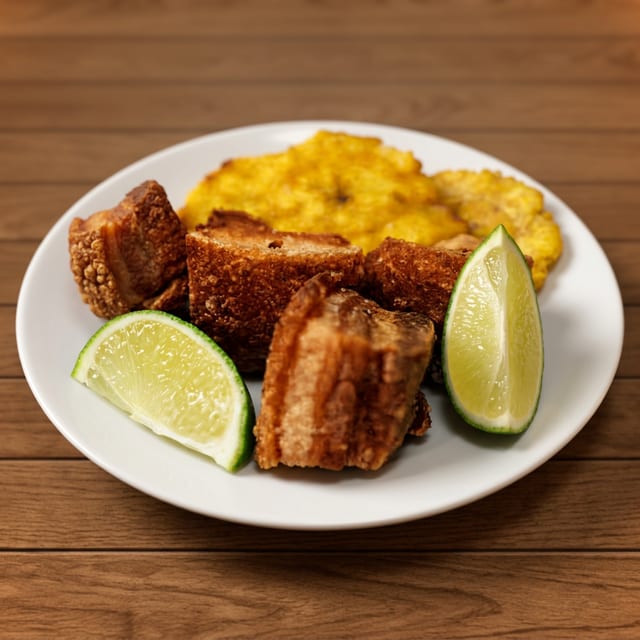 Chicharron y tostones.